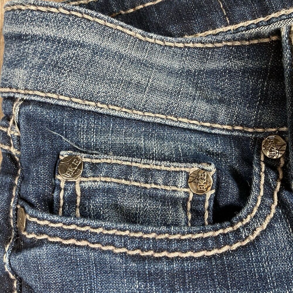 BKE Denim Sabrina 27 Boot Women Stretch Low Rise Blue Jeans Flip Pocket 28x33.5 - Picture 9 of 9